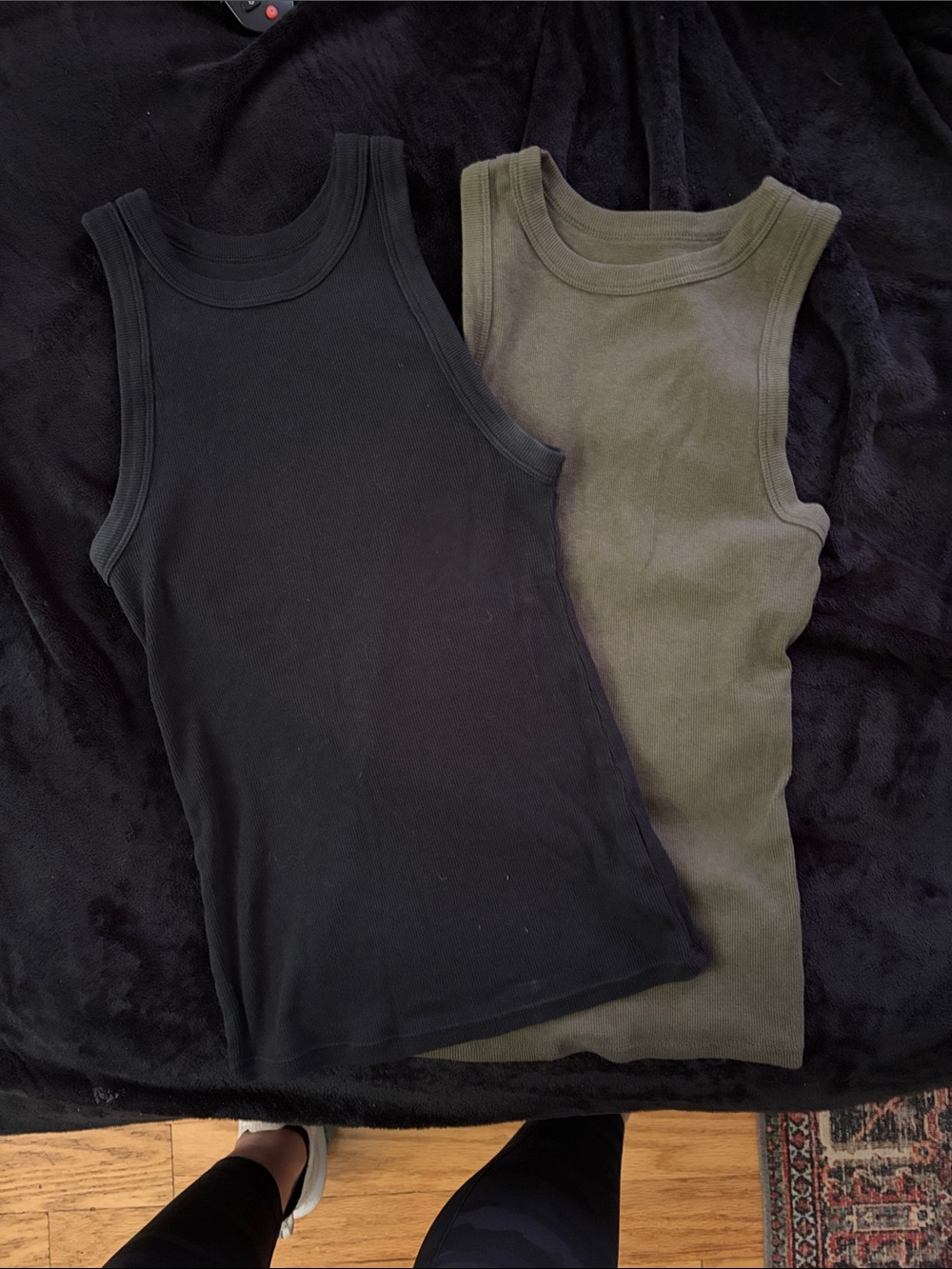 a new day Ribbed Tank Tops in Black & Olive